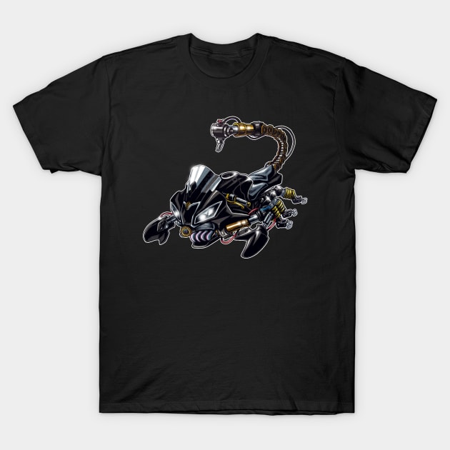 Yamaha R6 Scorpion Black T-Shirt by MOTORIND